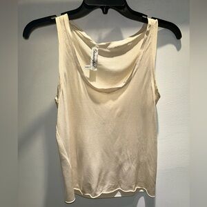 Blumenfeld Cream Off White Silk Cropped Tank S Made In Italy